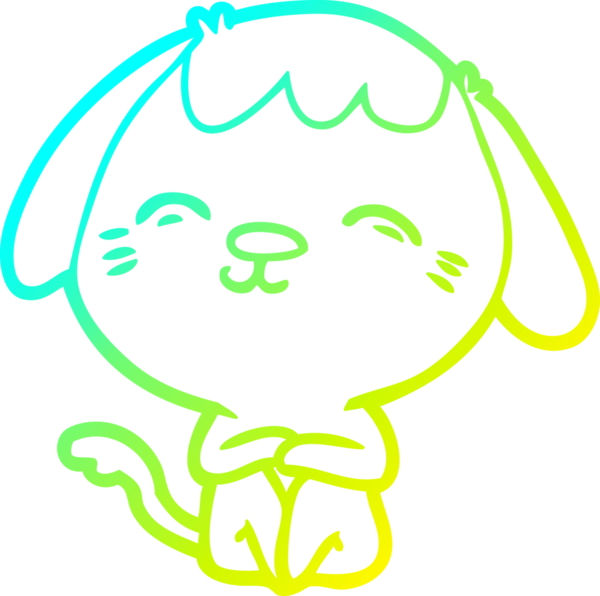 Bir insan tarafından çizilmiş mutlu çizgi film köpeğinin soğuk gradyan çizimi