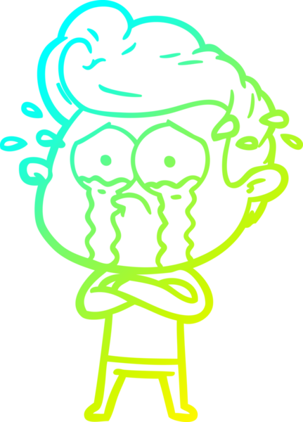 Bir insan tarafından çizilmiş ağlayan bir karikatür çizimi.