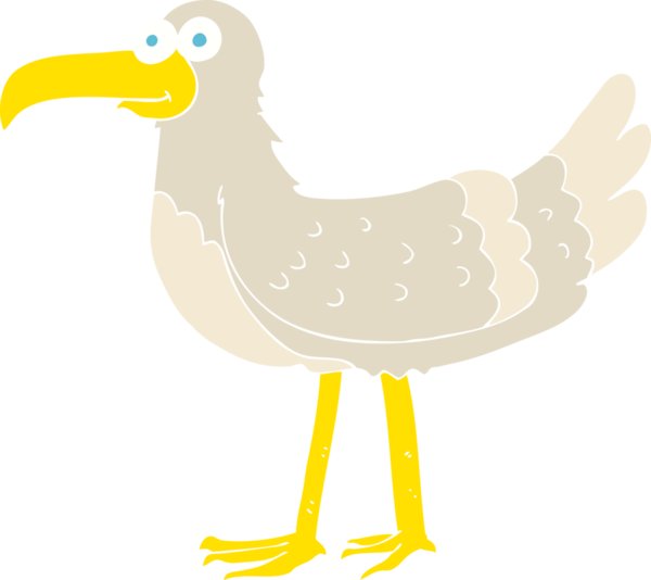 Bir insan tarafından çizilen martının düz renk çizimi