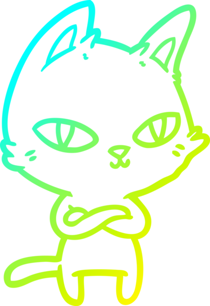 Bir çizgi film kedisinin insan tarafından çizilmiş soğuk çizgi çizimi.