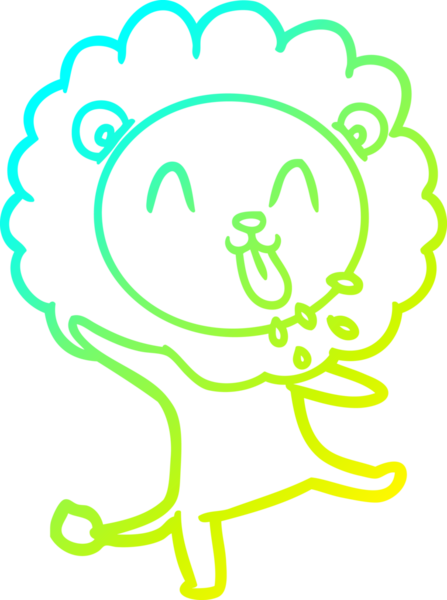 Bir insan tarafından çizilmiş mutlu çizgi film aslanı çizimi.