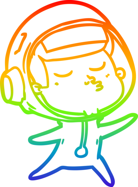 gökkuşağı gradyan çizimi bir çizgi insan tarafından çizilmiş kendinden emin astronot