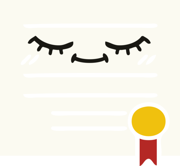 Bir insan tarafından çizilmiş mezuniyet diplomasının düz renkli retro karikatürü