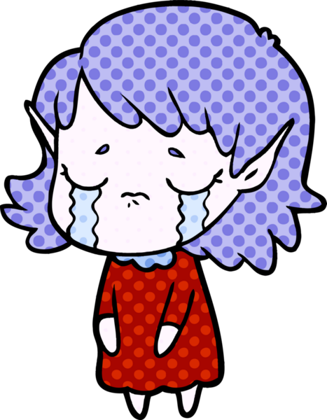 Bir insan tarafından çizilmiş ağlayan elf kızı.