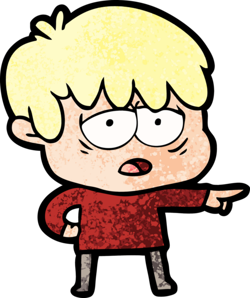 Bir insan tarafından çizilmiş bitkin çocuk çizgi filmi.