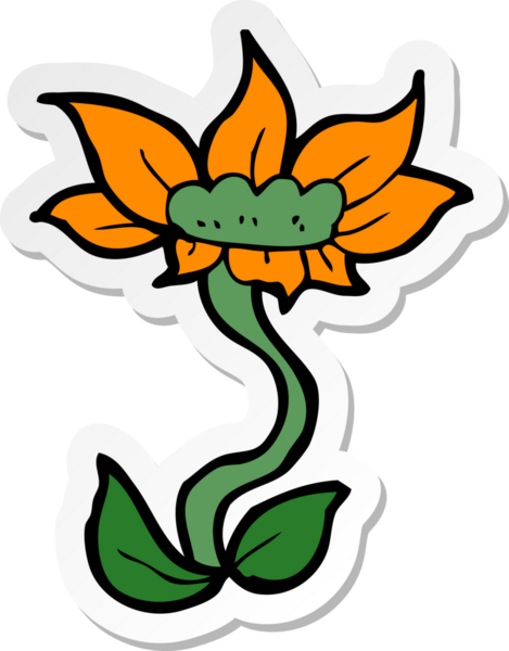 Bir insan tarafından çizilmiş karikatür çiçeğinin çıkartması.