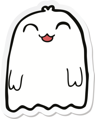 Bir insan tarafından çizilmiş bir hayaletin çıkartması.