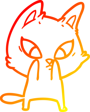 Bir insan tarafından çizilmiş kafası karışmış çizgi film kedisinin sıcak çizgi çizimi