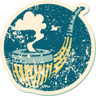 Bir insan tarafından çizilen sigara tiryakisi piposunun sembolik dövmeli görüntüsü