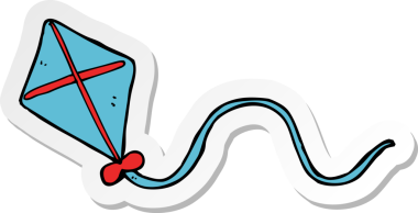 Bir insan tarafından çizilmiş bir çizgi film uçurtmasının çıkartması.