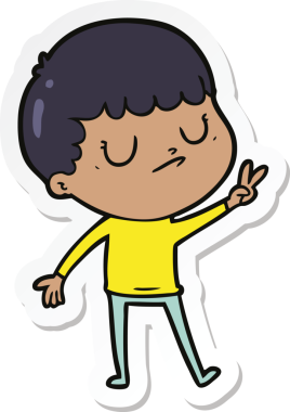 Bir insan tarafından çizilmiş huysuz bir çocuğun çıkartması.