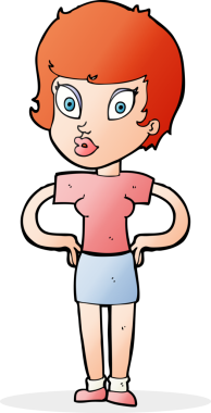 Bir insan tarafından çizilmiş kalçaları olan çizgi film kadını.