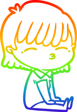 gökkuşağı gradyan çizimi bir insan tarafından çizilmiş bir karikatür kadın