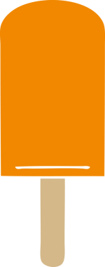 Bir insan tarafından çizilmiş garip bir çizgi film turuncu buz şekeri.