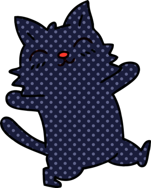 Bir insan tarafından çizilmiş çizgi roman tarzı tuhaf bir kedi.