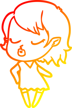 Bir insan tarafından çizilmiş sevimli bir vampir kız çizgi çizimi.