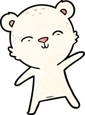 Bir insan tarafından çizilmiş mutlu kutup ayısı çizgi filmi.