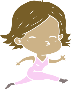 Bir insan tarafından çizilmiş düz renkli karikatür kadın