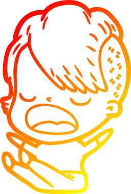 Bir insan tarafından çizilmiş havalı bir hippi kızın sıcak çizgi çizimi.