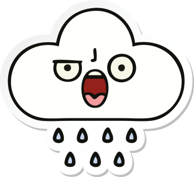 Bir insan tarafından çizilmiş şirin bir yağmur bulutunun çıkartması.