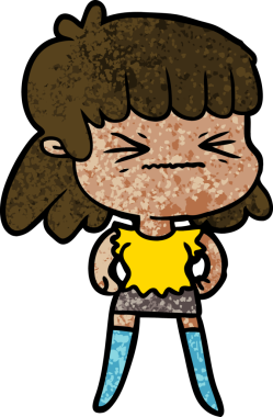 Bir insan tarafından çizilmiş kızgın bir kız.