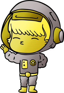 Bir insan tarafından çizilmiş meraklı astronot çizgi filmi.