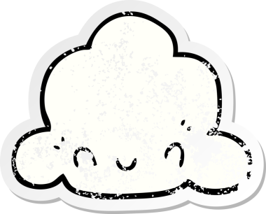 Bir insan tarafından çizilmiş karikatür bulutunun sıkıntılı çıkartması.