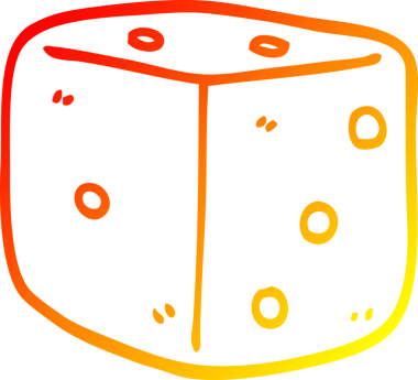 Bir insan tarafından çizilen kırmızı zarın sıcak eğimli çizgi çizimi