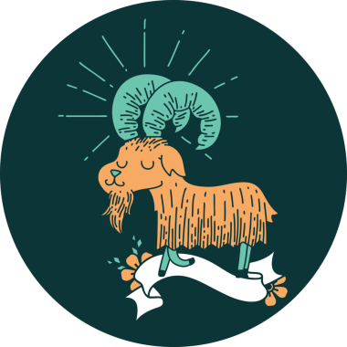 Bir insan tarafından çizilen mutlu keçi dövmesi ikonu