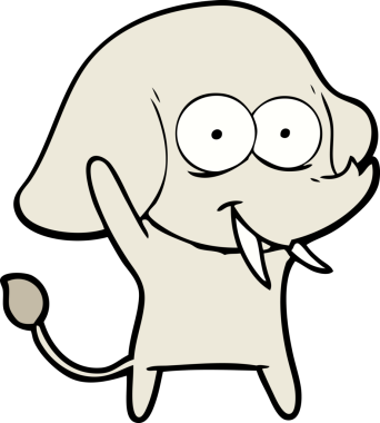 Bir insan tarafından çizilmiş mutlu bir fil.