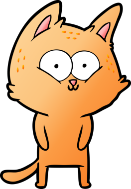 Bir insan tarafından çizilmiş çizgi film kedisi.