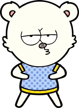 Bir insan tarafından çizilmiş sıkılan kutup ayısı çizgi filmi.