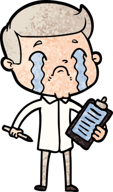 Bir insan tarafından çizilmiş ağlayan çizgi film adamı.