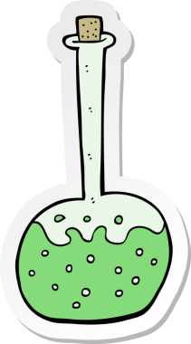 Bir insan tarafından çizilmiş karikatür kimyasal iksiri çıkartması.