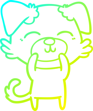 Bir insan tarafından çizilen çizgi film köpeğinin soğuk gradyan çizgisi.