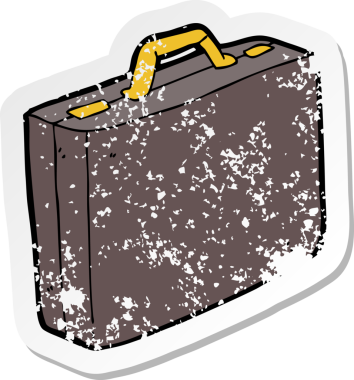 Bir insan tarafından çizilmiş karikatür çantasının gerilimli etiketi.