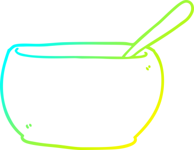 Bir insan tarafından çizilmiş karikatür çorba kasesi çizimi.