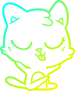 Bir insan tarafından çizilen çizgi film kedisinin soğuk gradyan çizgisi.