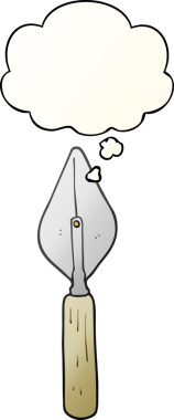 Düşünce baloncuğu olan karikatür malası bir insan tarafından çizilmiş.