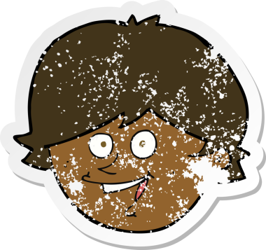 Bir insan tarafından çizilmiş, karikatürdeki kederli, mutlu çocuk yüzü.