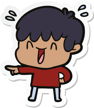 Bir insan tarafından çizilmiş, gülen bir çocuğun çıkartması.