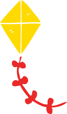 Bir insan tarafından çizilmiş düz renkli çizgi film uçurtması