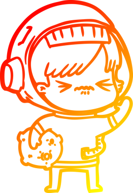 Bir insan tarafından çizilmiş kızgın bir uzay kızının sıcak çizgi çizimi