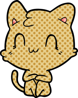 Bir insan tarafından çizilmiş mutlu bir kedi.