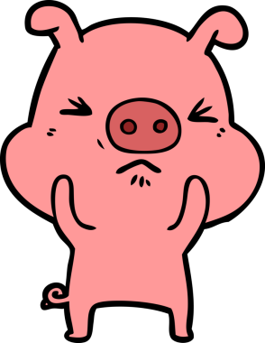 Bir insan tarafından çizilmiş kızgın domuz çizgi filmi.