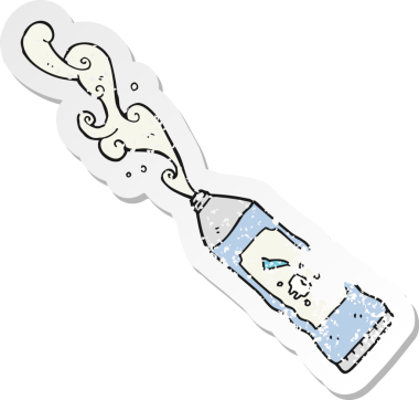 Bir insan tarafından çizilmiş diş macununun gerilimli retro yapıştırması.