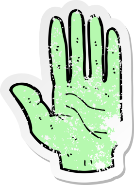 Bir insan tarafından çizilmiş zombi çizgi filminin gerilimli çıkartması.