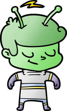 Bir insan tarafından çizilmiş dost canlısı çizgi film uzay adamı.