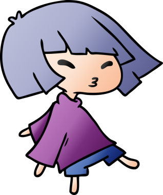 Bir insan tarafından çizilmiş sevimli bir kawai kızının gradyan çizimi.