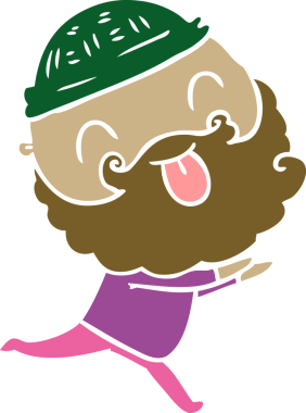 Bir insan tarafından çizilmiş sakallı, koşan bir adam.